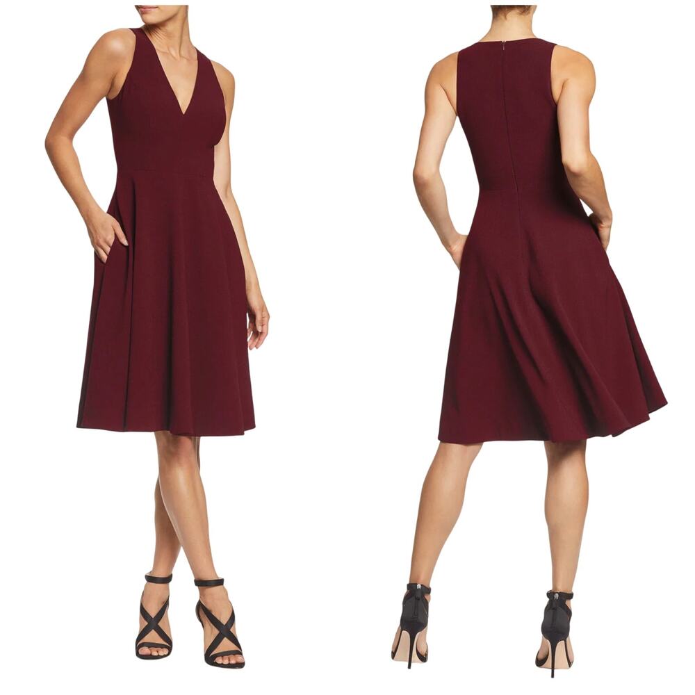 Dress The Population Catalina Crepe V-Neck Sleeveless A-Line Dress Size S GUC